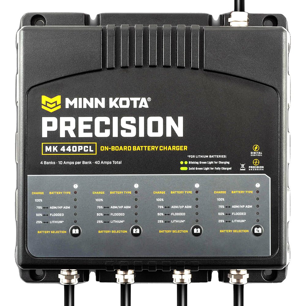 Minn Kota On - Board Precision Charger MK - 440 PCL 4 Bank x 10 AMP LI Optimized Charger - Clinch River Fishing USA