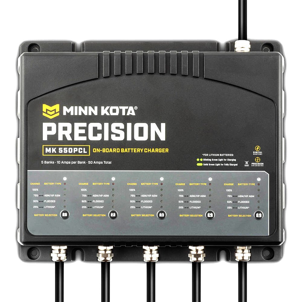 Minn Kota On-Board Precision Charger MK-550 PCL 5 Bank x 10 AMP LI Optimized Charger - Clinch River Fishing USA