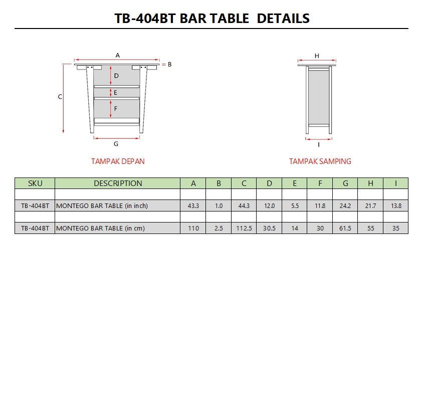 MONTEGO BAR TABLE - Clinch River Fishing USA