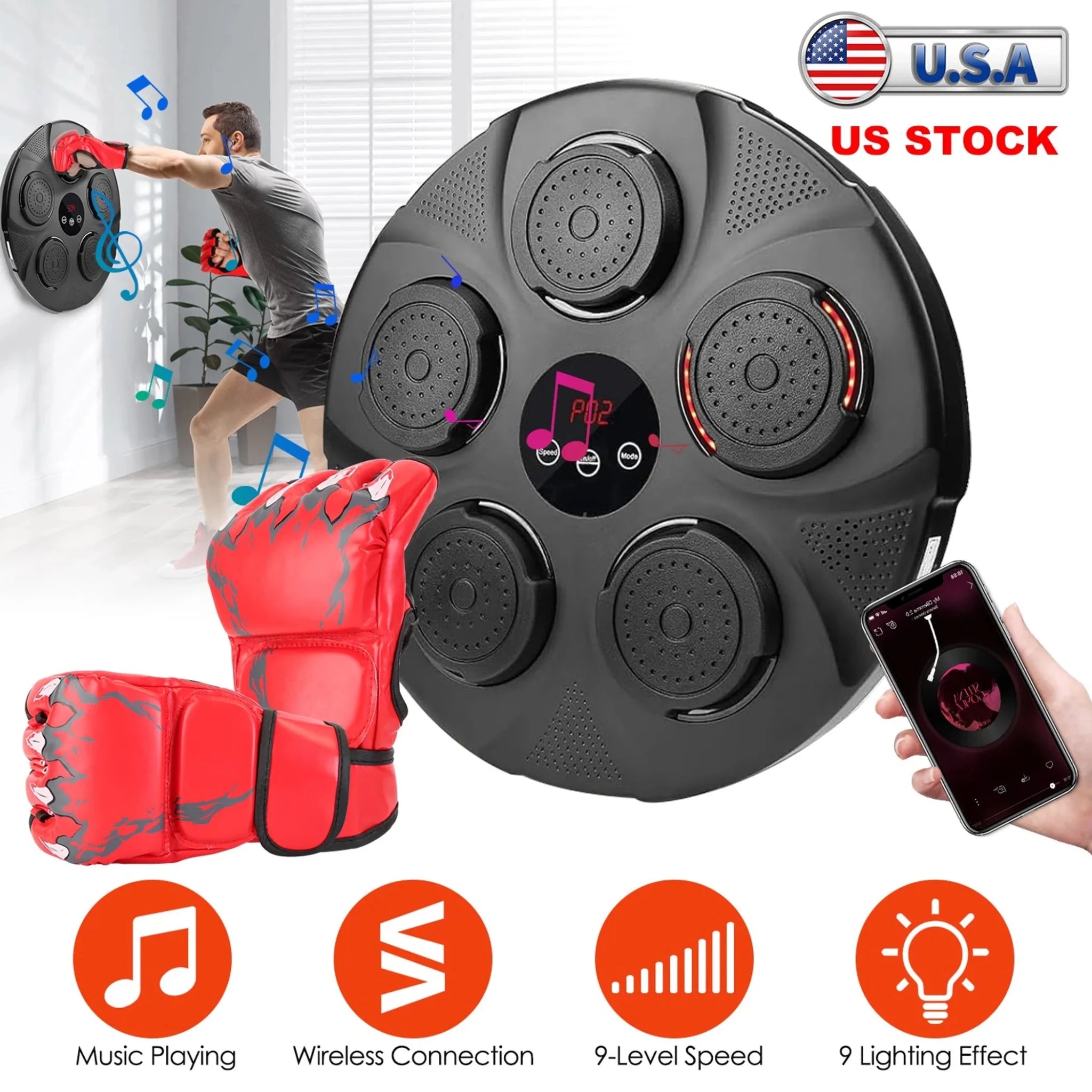 Music Boxing Machine Electronic Wall Target Punching Pad - Clinch River Fishing USA