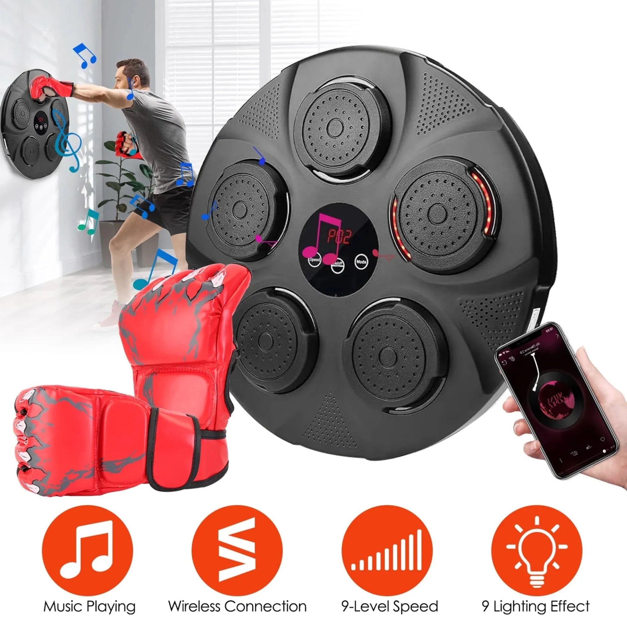 Music Boxing Machine Electronic Wall Target Punching Pad - Clinch River Fishing USA