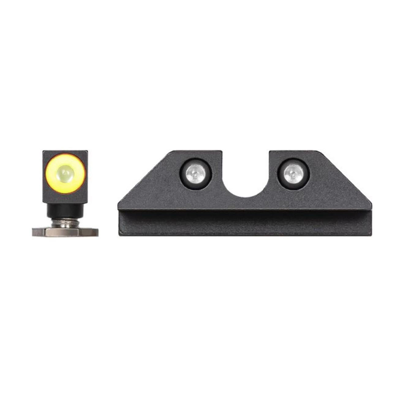 Night Fision Tritium Night Sights for Glock 17/19/34/43/48 - Yellow Front Ring/U Notch Black Rear Ri - Clinch River Fishing USA