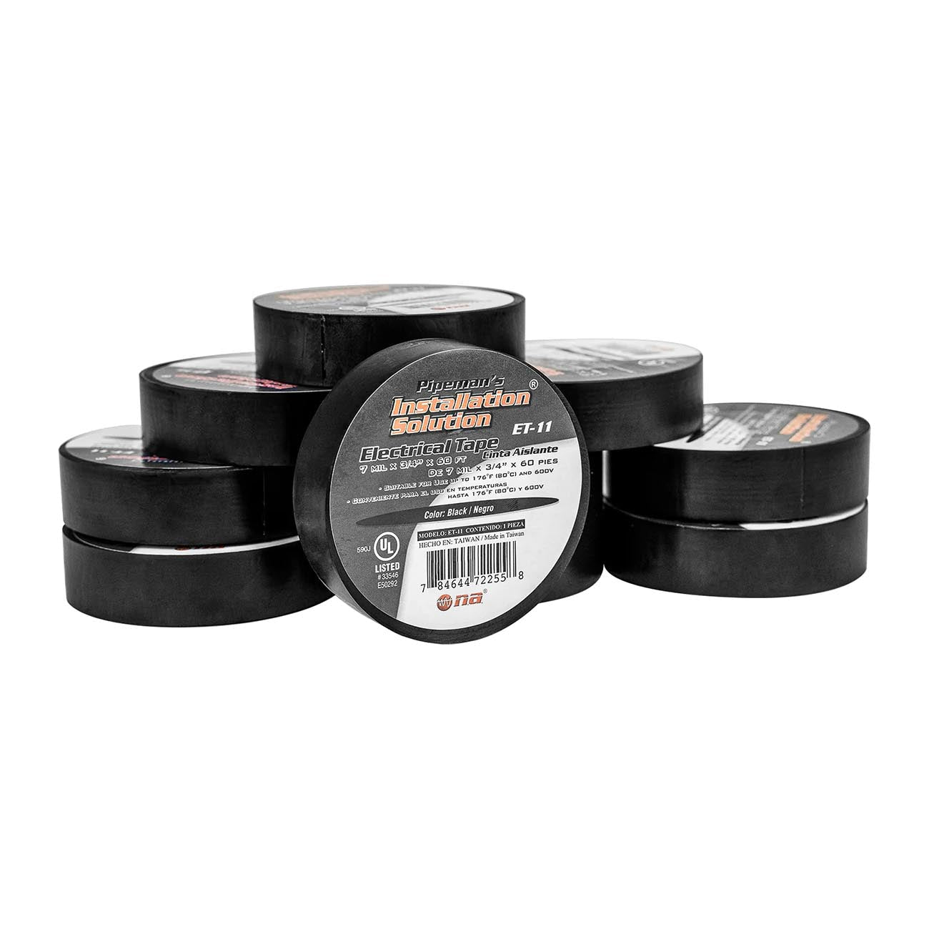 Nippon Vinyl Electrical Tape 3/4" x 60 Feet Rolls - Black (10 pack) - Clinch River Fishing USA