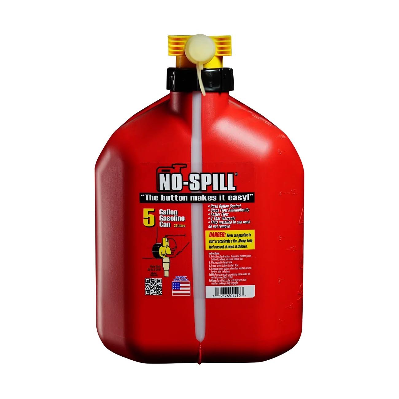 No-Spill 5-Gallon Gas Can Red with ViewStripe Pro Stripe - Clinch River Fishing USA