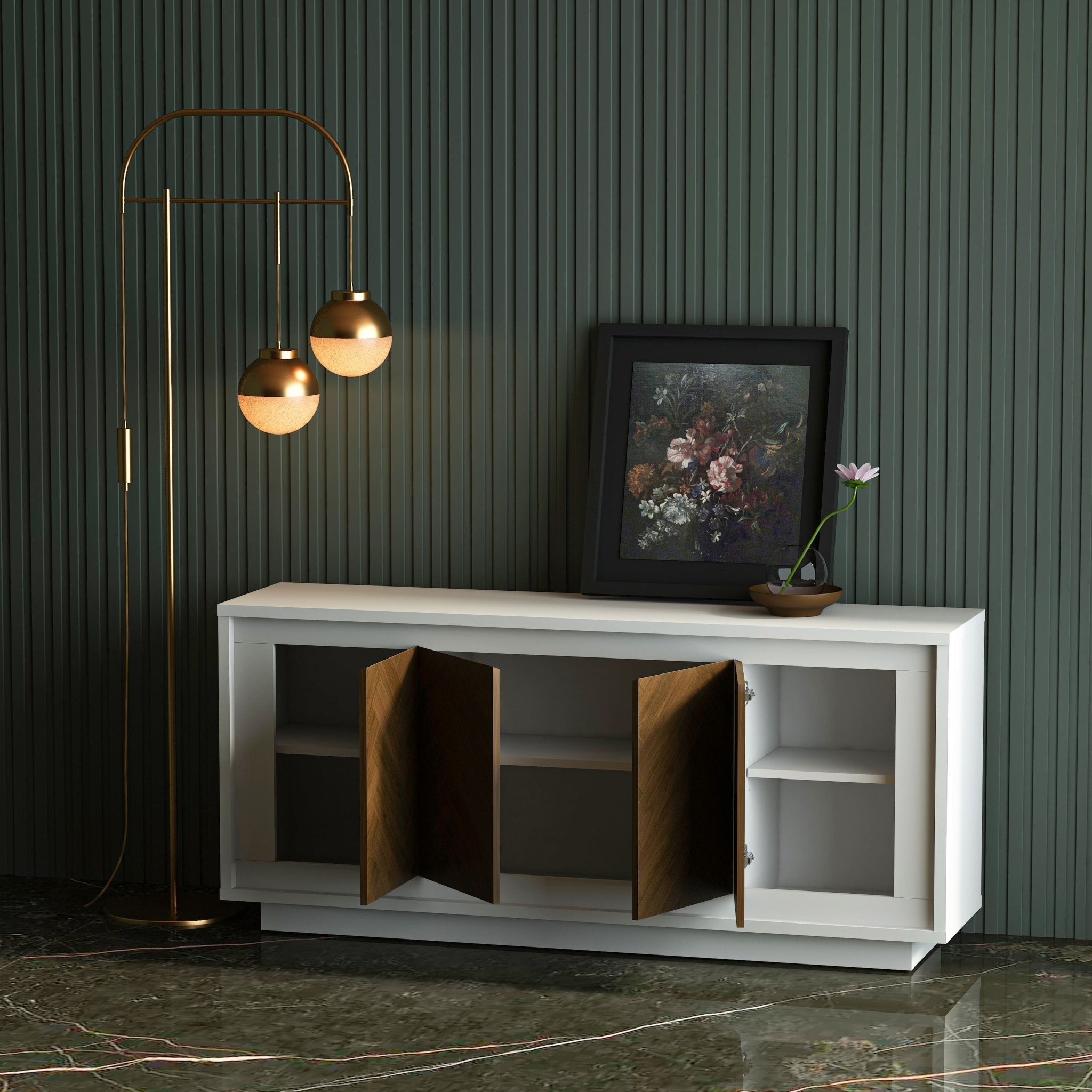PARAGGI SIDEBOARD (WHITE & MAHOGANY) - Clinch River Fishing USA