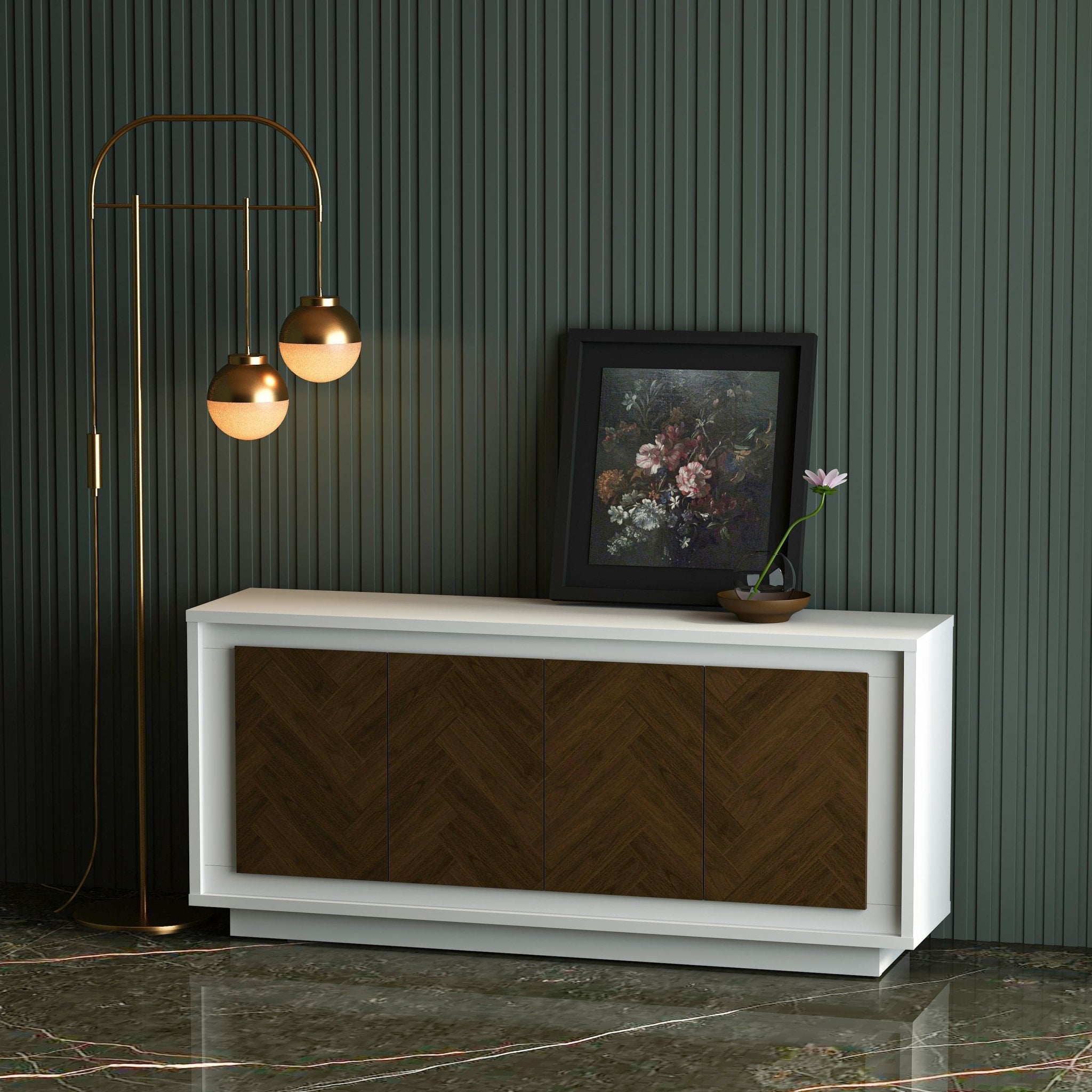 PARAGGI SIDEBOARD (WHITE & MAHOGANY) - Clinch River Fishing USA