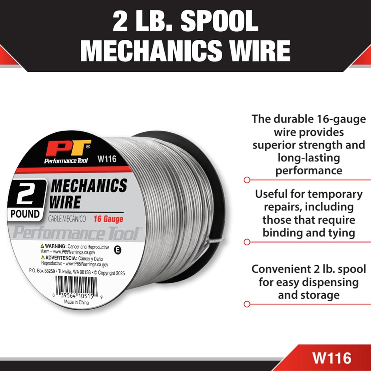 Performance Tool Mechanics 16 ga. Wire: 2 lb. Spool (~180 ft.) - Clinch River Fishing USA