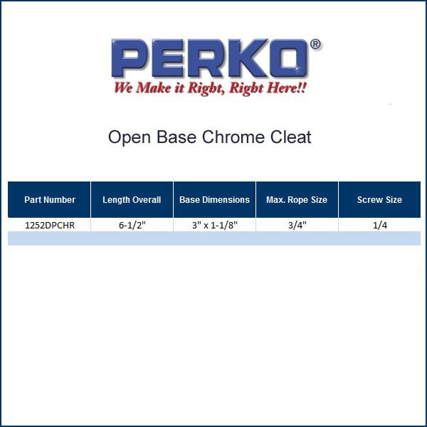 Perko Marine Slimeline Cleat 6-1/2" 2 Per Card
