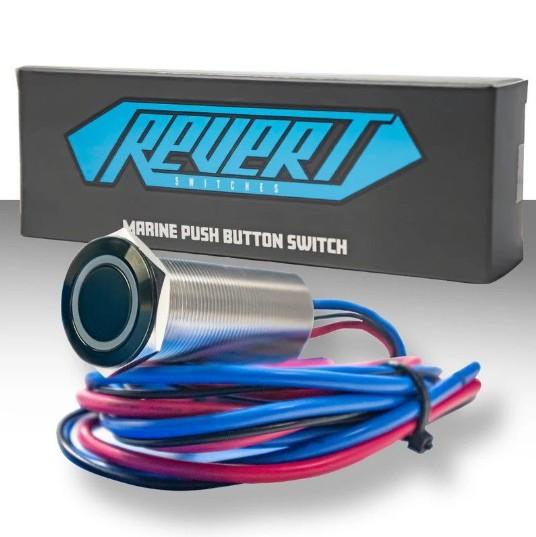 PLASHLIGHTS REVERT Harsh Environment 22MM Dual Color Push Button Momentary Switch - Black | HPBS-22-BLK-M - Clinch River Fishing USA