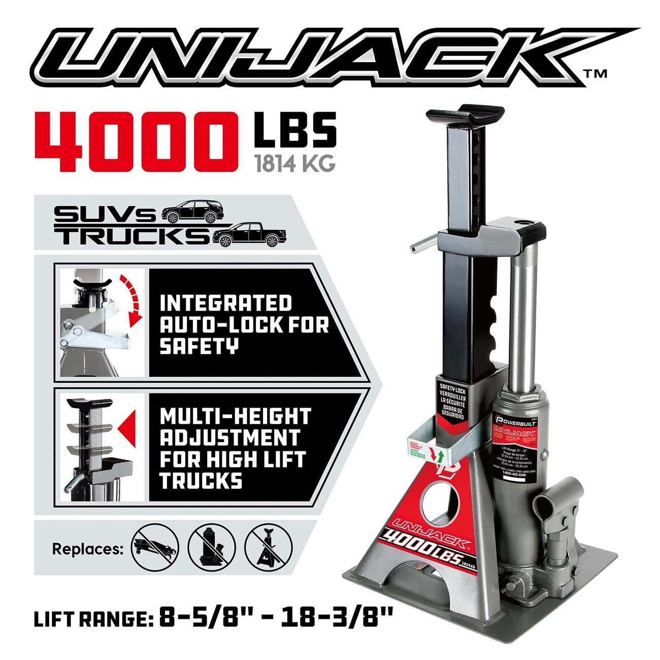Powerbuilt 2-Ton UniJack Combination Hydraulic Bottle Jack & Jackstand in One - Clinch River Fishing USA
