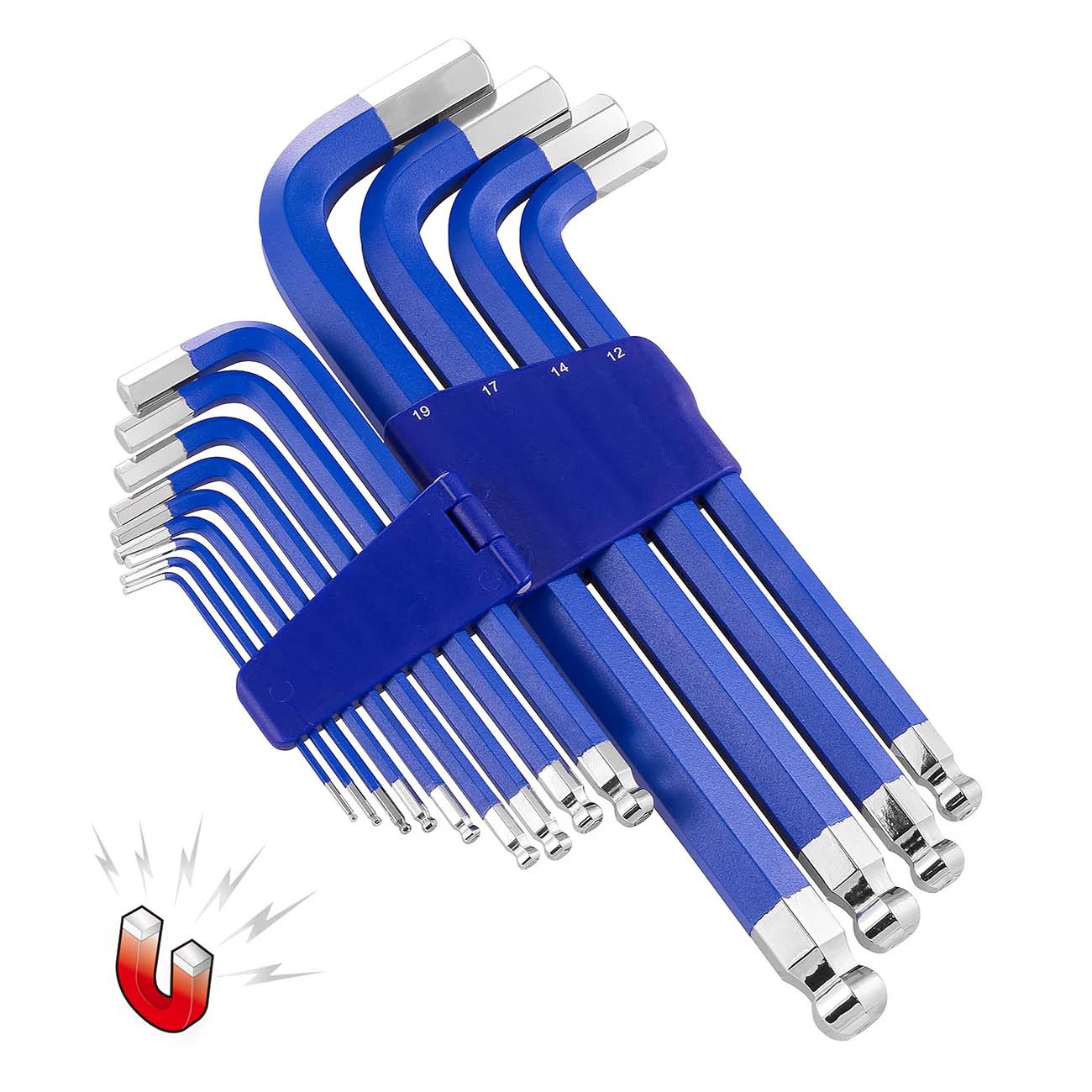 Powerbuilt Blue Metric Long Arm Magnetic Hex Key Wrench Set (13 Piece Set) - Clinch River Fishing USA
