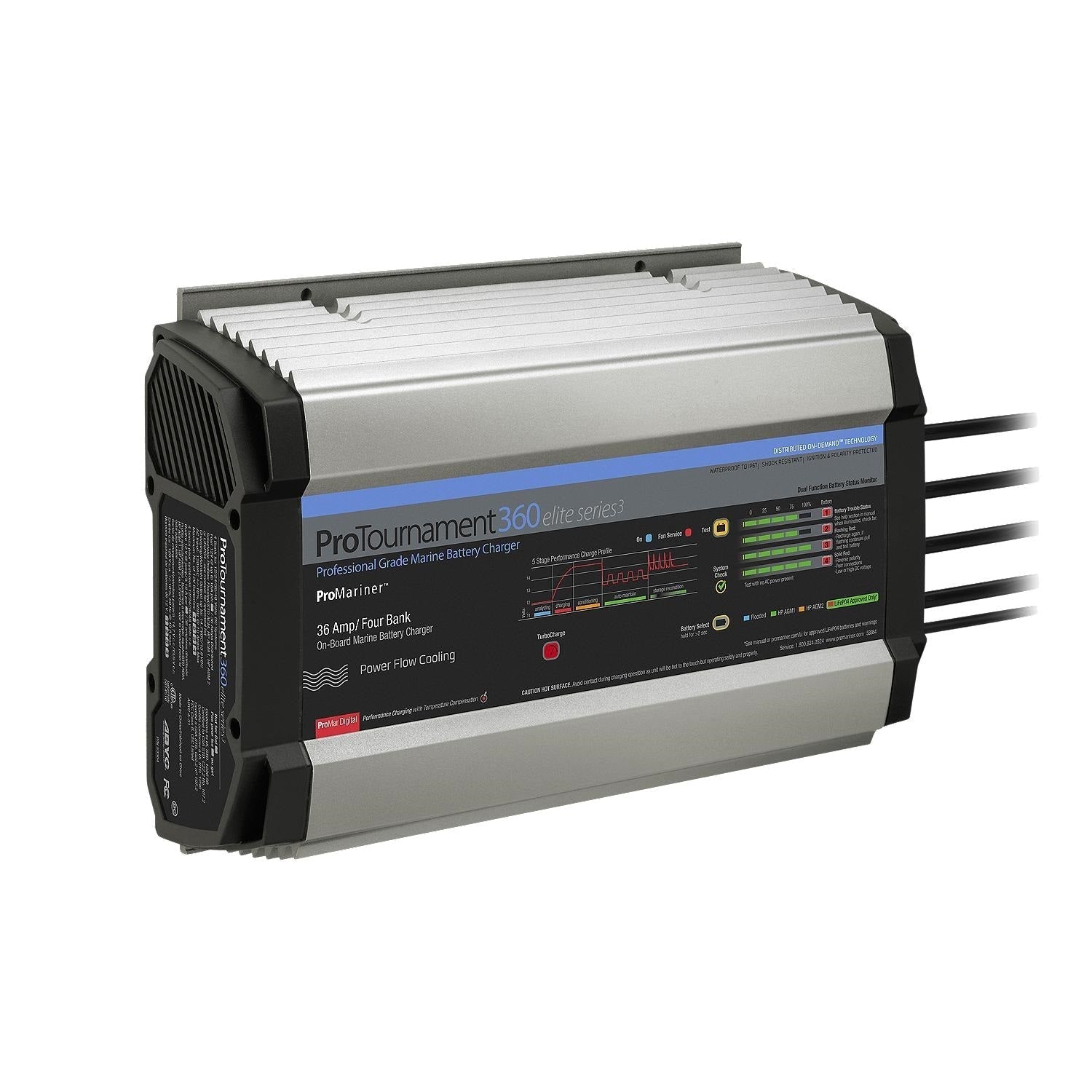 ProMariner ProTournament 360 36 Amp Battery Charger 12/24/36/48v 4 Bank 120v Input - Clinch River Fishing USA