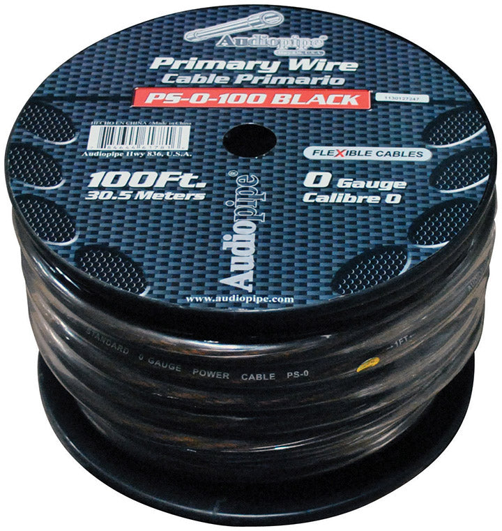 Audiopipe Power Cable 0-Gauge 100 Foot Spool - Black