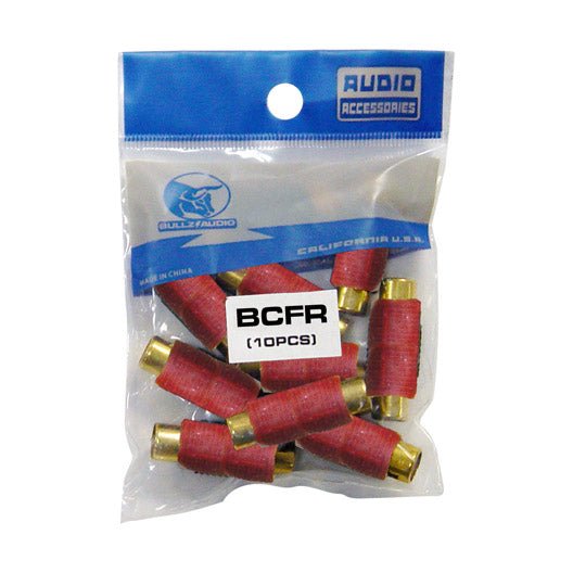 RCA COUPLER;FEMALE;RED; BULLZ AUDIO; 10/BAG - Clinch River Fishing USA