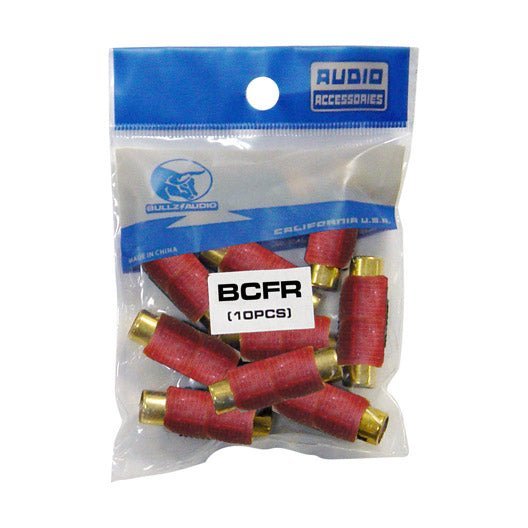 RCA COUPLER;FEMALE;RED; BULLZ AUDIO; 10/BAG - Clinch River Fishing USA