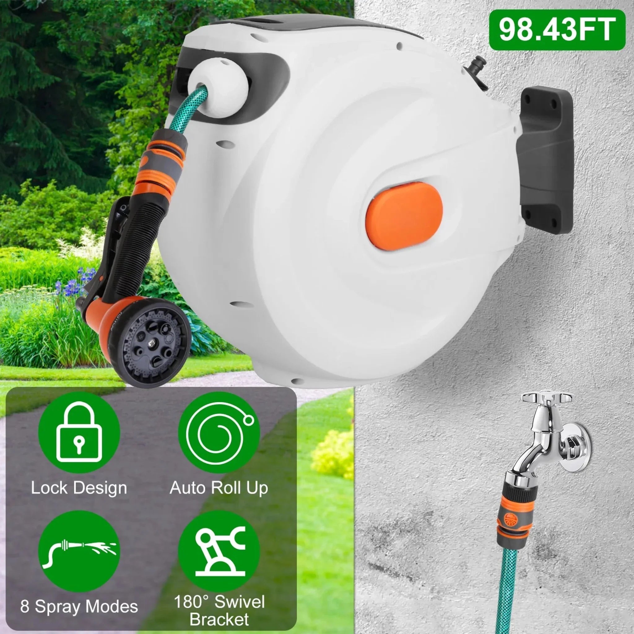 Retractable Garden Hose Reel Wall Mounted - Clinch River Fishing USA
