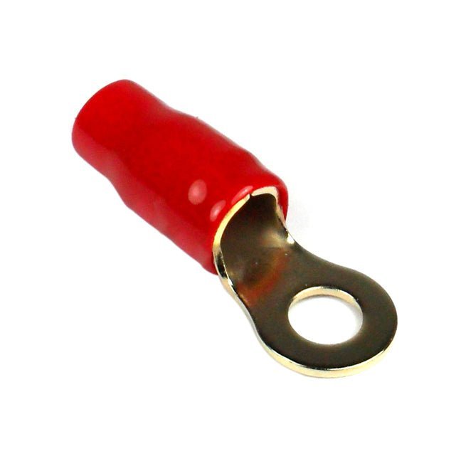 RING TERMINAL 4GA. 10PCS. GOLD;RED SLEEVE;XSCORPION - Clinch River Fishing USA