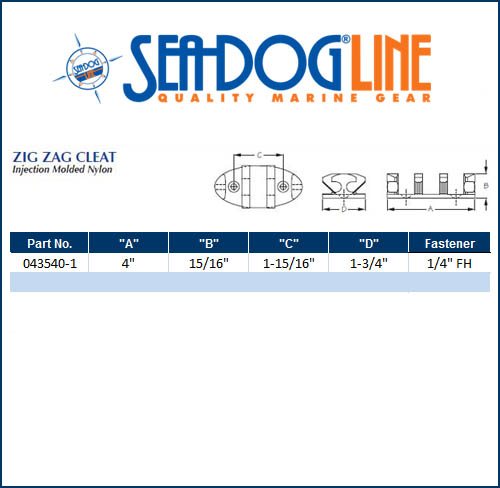 Sea Dog Marine Nylon Zig Zag Cleat 4