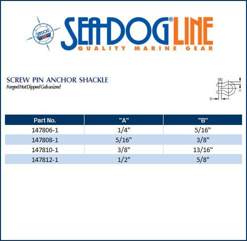 Sea Dog Marine Screw Pin Anchor Shackle Galv 1/2