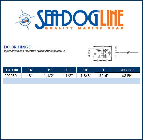 Sea Dog Marine Nylon Door Hinge White Pr