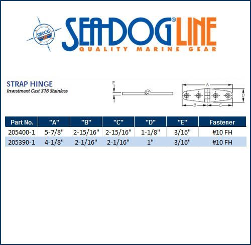Sea Dog Marine 4" S.S Strap Hinge (Pr)