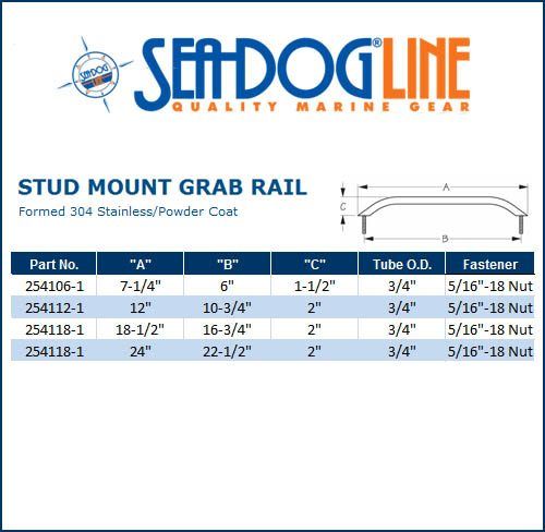 Sea Dog Marine S.S. Stud Mt Hand Rail 24