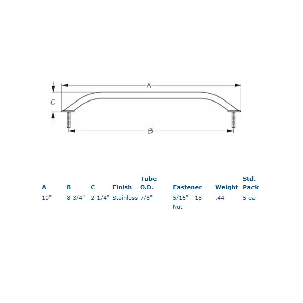Sea Dog Marine Stud Mt Flanged Grab Rail 19 3/8"