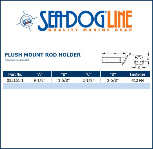 Sea Dog Marine Flush Mount Rod Holder White