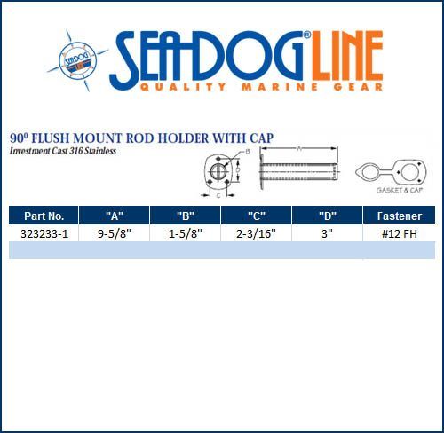 Sea Dog Marine 90 Deg Flush Mt Ss Rod Holder W/Cap