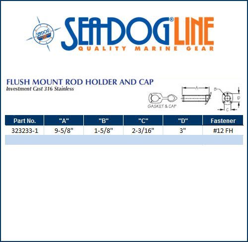 Sea Dog Marine Angled Flush Mt Ss Rod Holder W/Cap