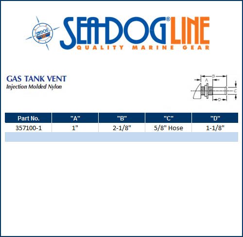 Sea Dog Marine Black Pvc Gas Tank Vent