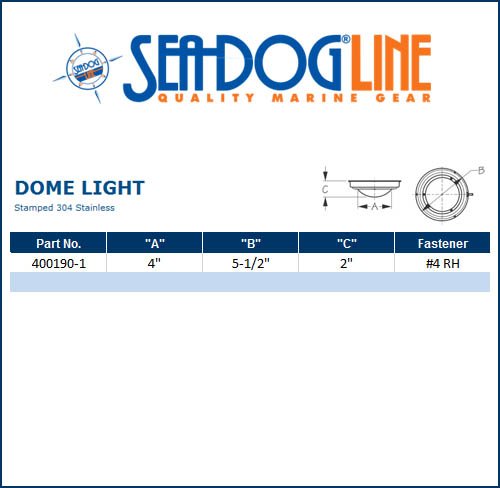 Sea Dog Marine 4" Ss Dome Light W/Switch