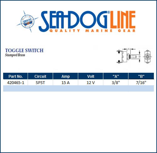 Sea Dog Marine Toggle Sw. Brass On/Off