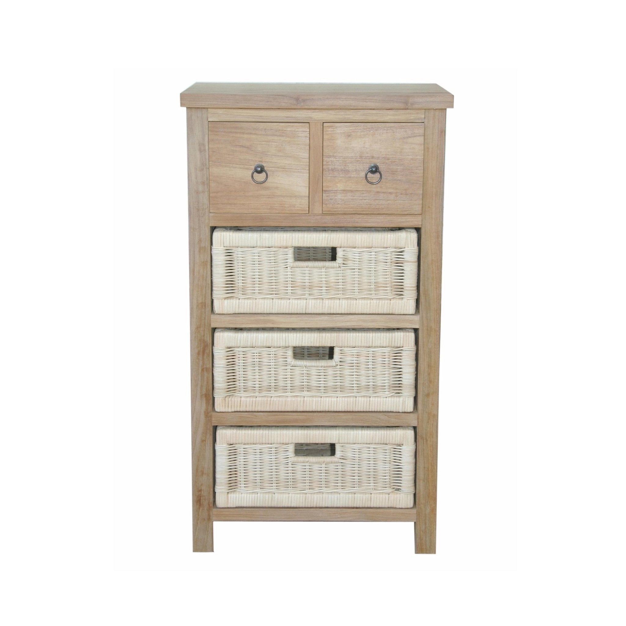 SAFARI OCCASIONAL TABLE WITH DRAWERS & RATTAN BASKET - Clinch River Fishing USA