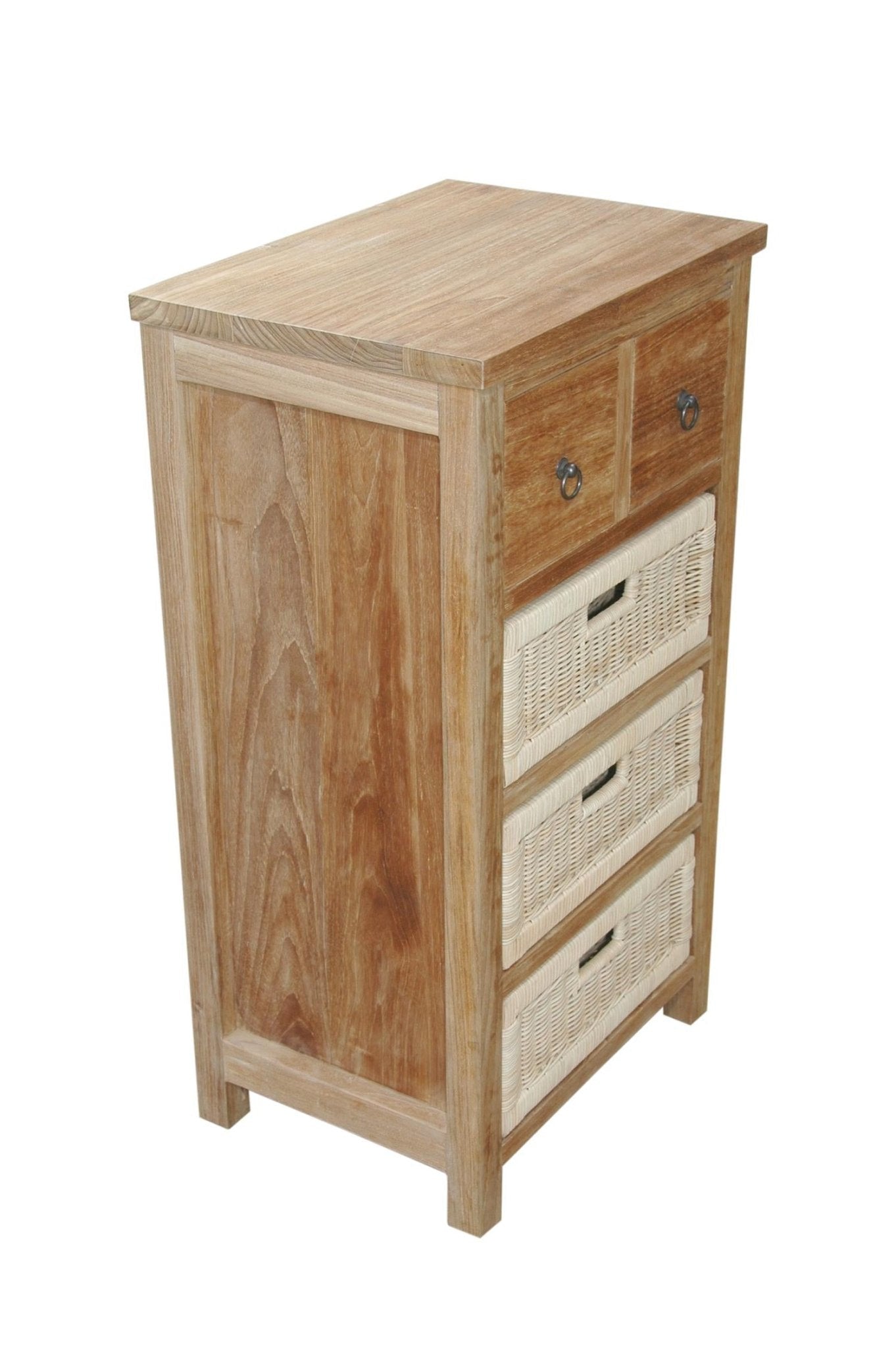SAFARI OCCASIONAL TABLE WITH DRAWERS & RATTAN BASKET - Clinch River Fishing USA