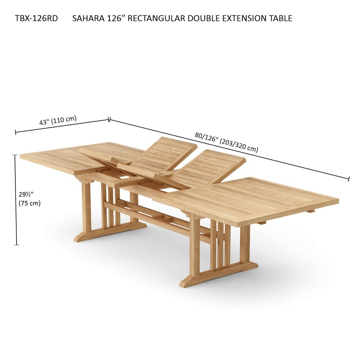 SAHARA 126″ RECTANGULAR DOUBLE EXTENSION TABLE - Clinch River Fishing USA