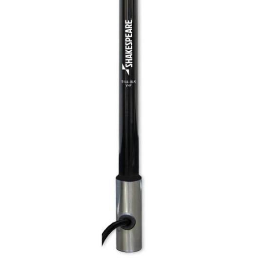 SHAKESPEARE 4', 3 dB Classic VHF, w/ chrome ferrule and 15' RG-58 cable IN BLACK | 5104-BLK *SHIPPING CHARGES APPLY* - Clinch River Fishing USA