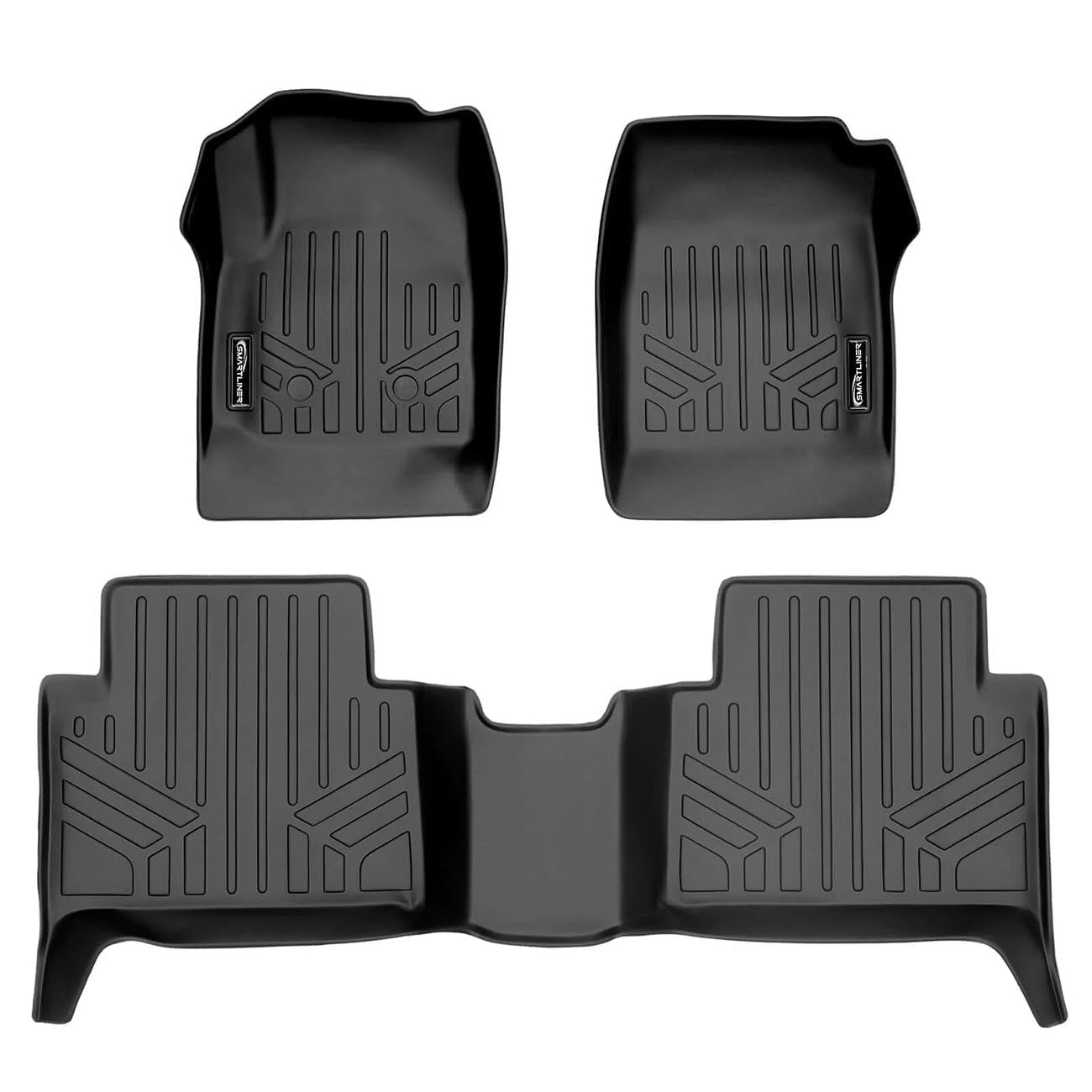 Smartliner Front/2nd Row Floor Liners '15-'22 Chevy Colorado Crew Cab/GMC Canyon Crew Cab (Black) - Clinch River Fishing USA