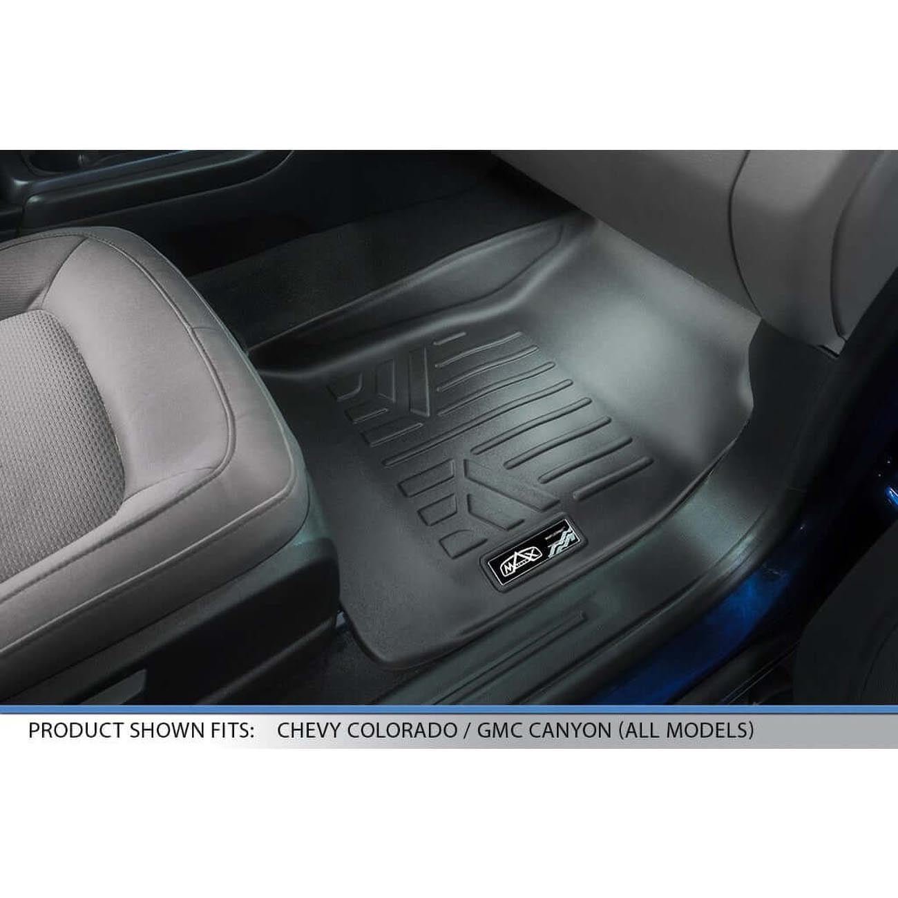 Smartliner Front/2nd Row Floor Liners '15-'22 Chevy Colorado Crew Cab/GMC Canyon Crew Cab (Black) - Clinch River Fishing USA