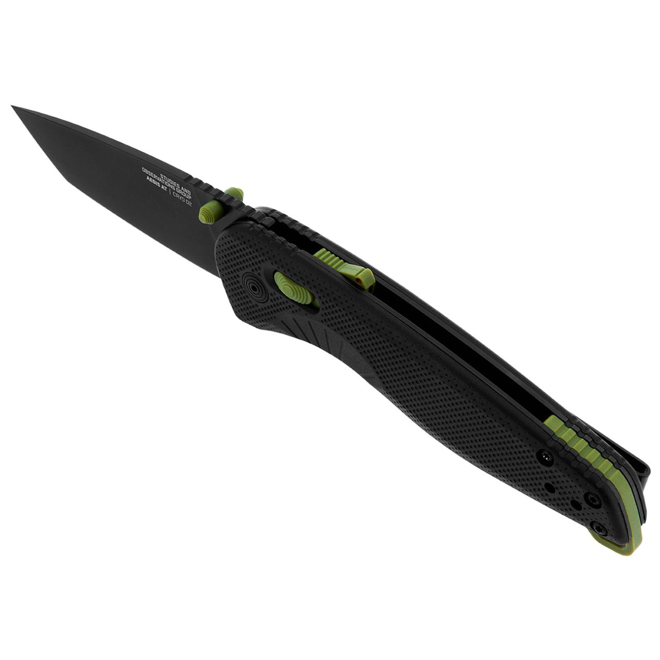 SOG Aegis AT Tanto 3.13" Folding Pocket Knife (Black & Moss) - Clinch River Fishing USA