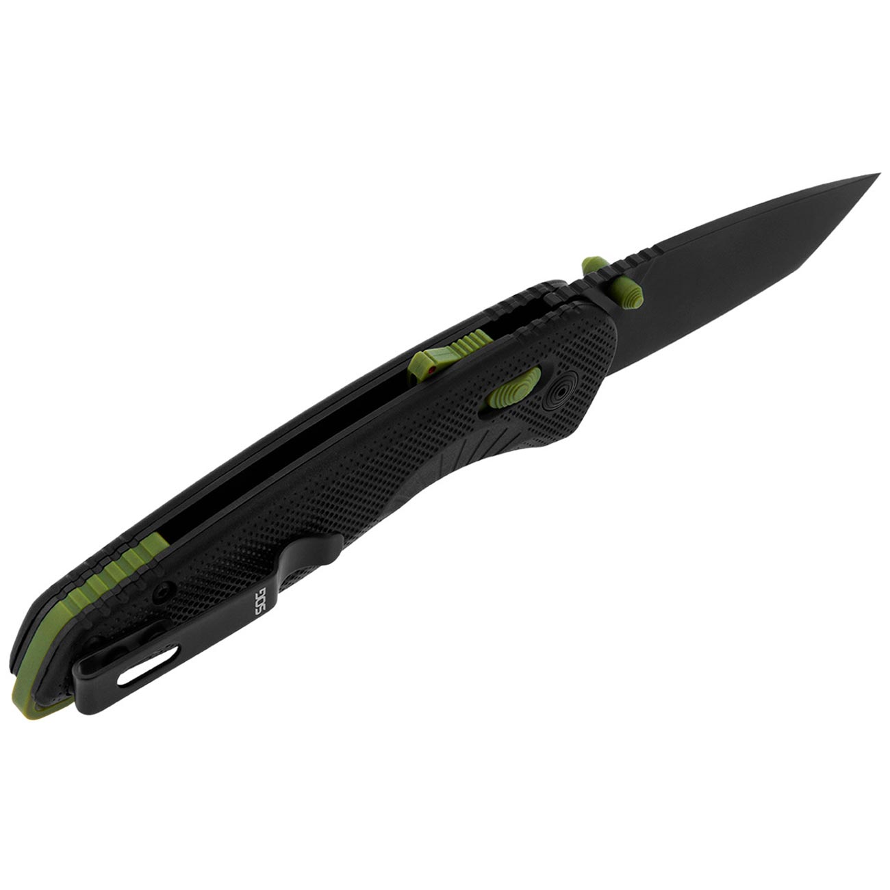 SOG Aegis AT Tanto 3.13" Folding Pocket Knife (Black & Moss) - Clinch River Fishing USA