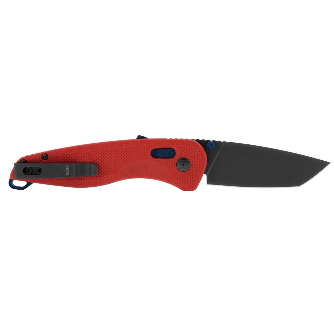 SOG Aegis AT Tanto 3.13" Folding Pocket Knife (Rescue Red & Indigo) - Clinch River Fishing USA