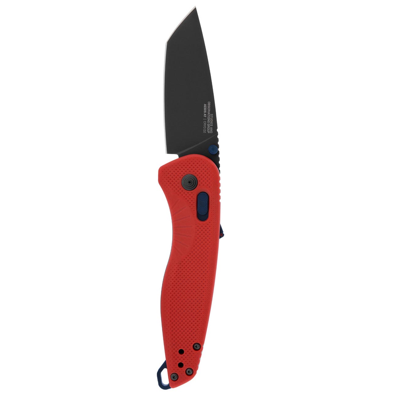 SOG Aegis AT Tanto 3.13" Folding Pocket Knife (Rescue Red & Indigo) - Clinch River Fishing USA