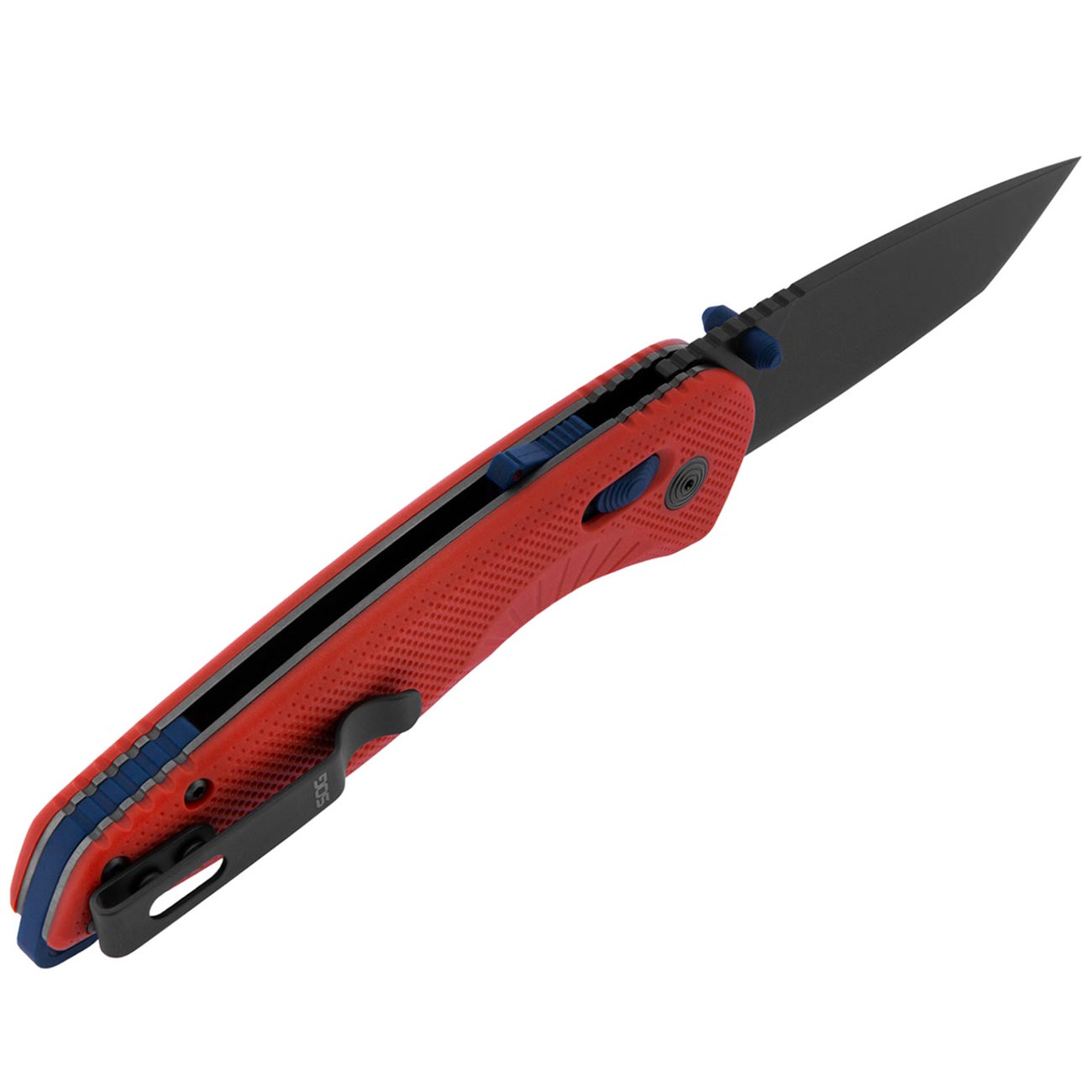 SOG Aegis AT Tanto 3.13" Folding Pocket Knife (Rescue Red & Indigo) - Clinch River Fishing USA