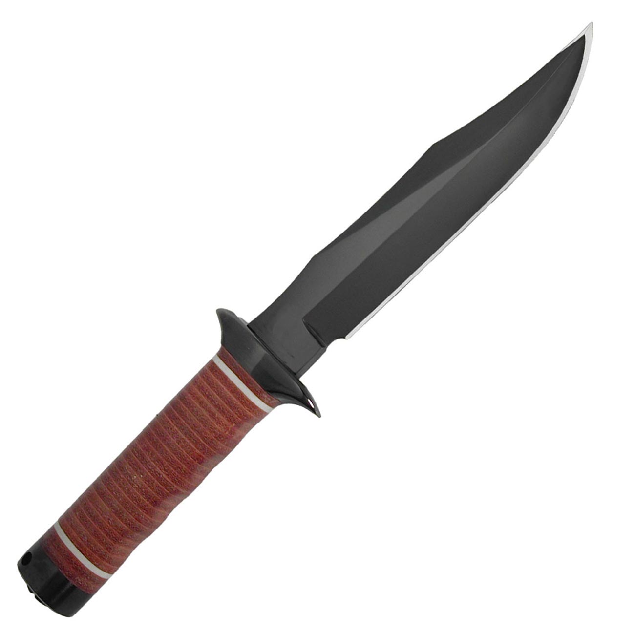 SOG Bowie 2.0 Knife 6.4" Black TiNi Blade Leather Handles Leather Sheath - Clinch River Fishing USA