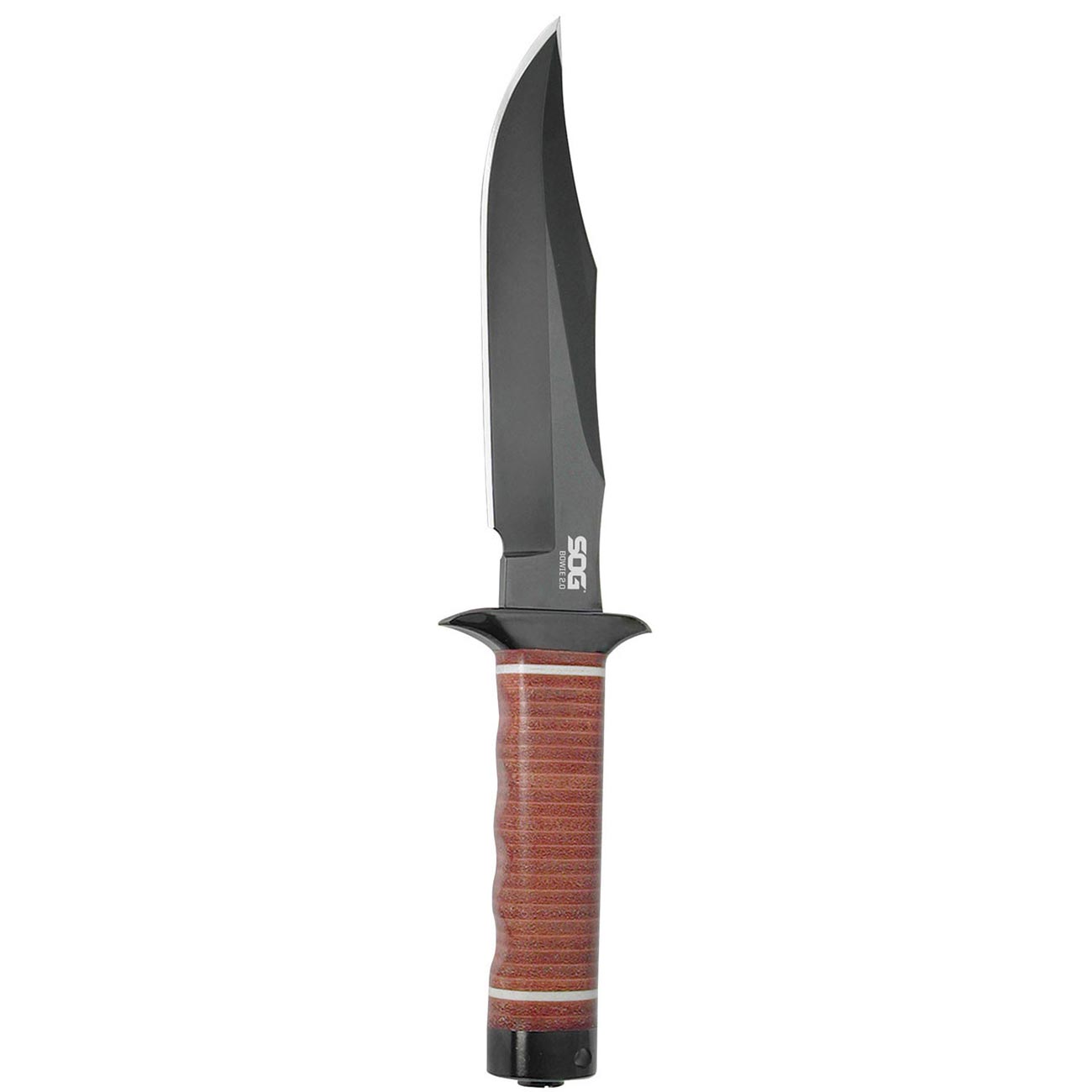 SOG Bowie 2.0 Knife 6.4" Black TiNi Blade Leather Handles Leather Sheath - Clinch River Fishing USA