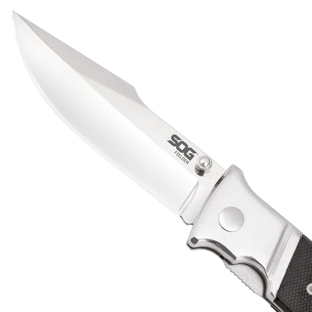 SOG Fielder Folding Knife 3.3" Satin Clip Point Blade Black G10 Handles - Clinch River Fishing USA