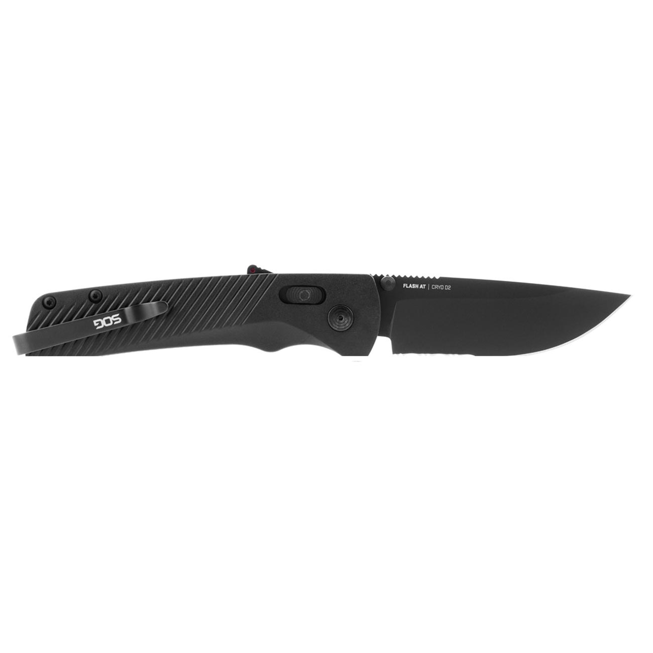 SOG Flash AT Partially Serrated 3.45" Folding Pocket Knife (Blackout) - Clinch River Fishing USA