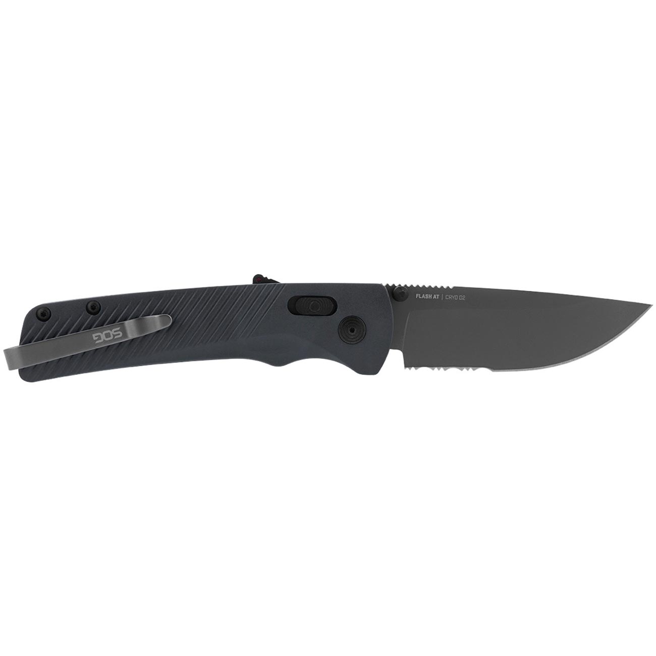 SOG Flash AT Partially Serrated 3.45" Folding Pocket Knife (Urban Grey) - Clinch River Fishing USA