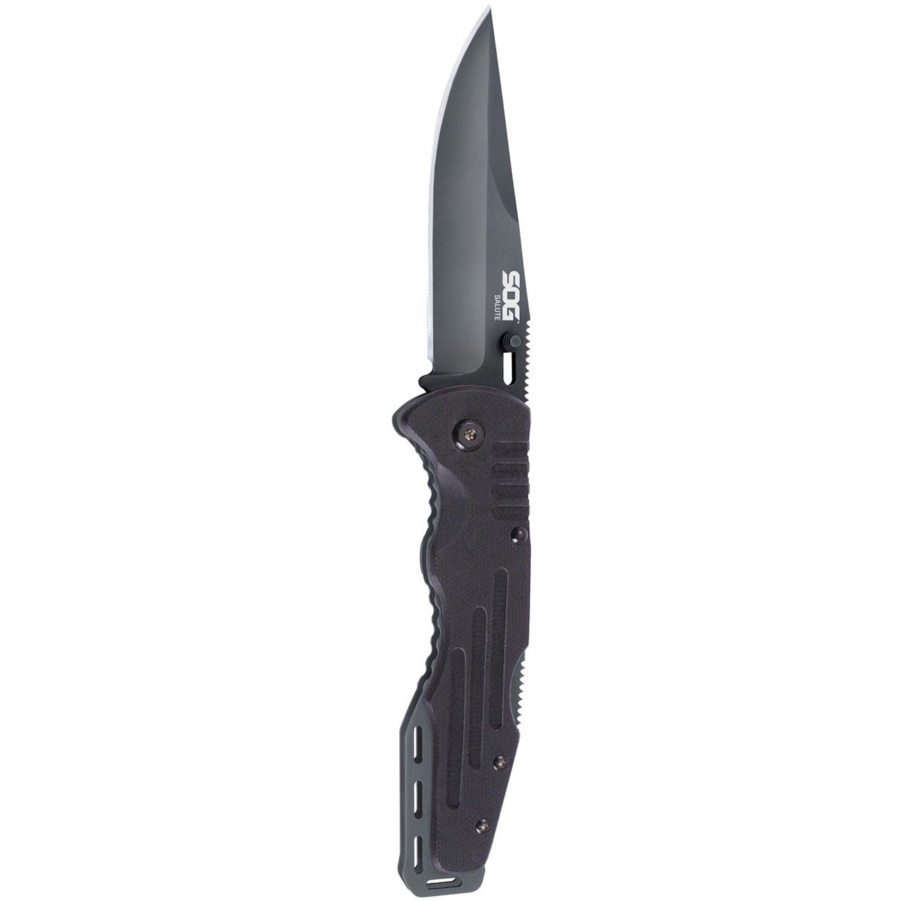 SOG Salute Clip Point Folding Knife with G10 Grips - Clinch River Fishing USA
